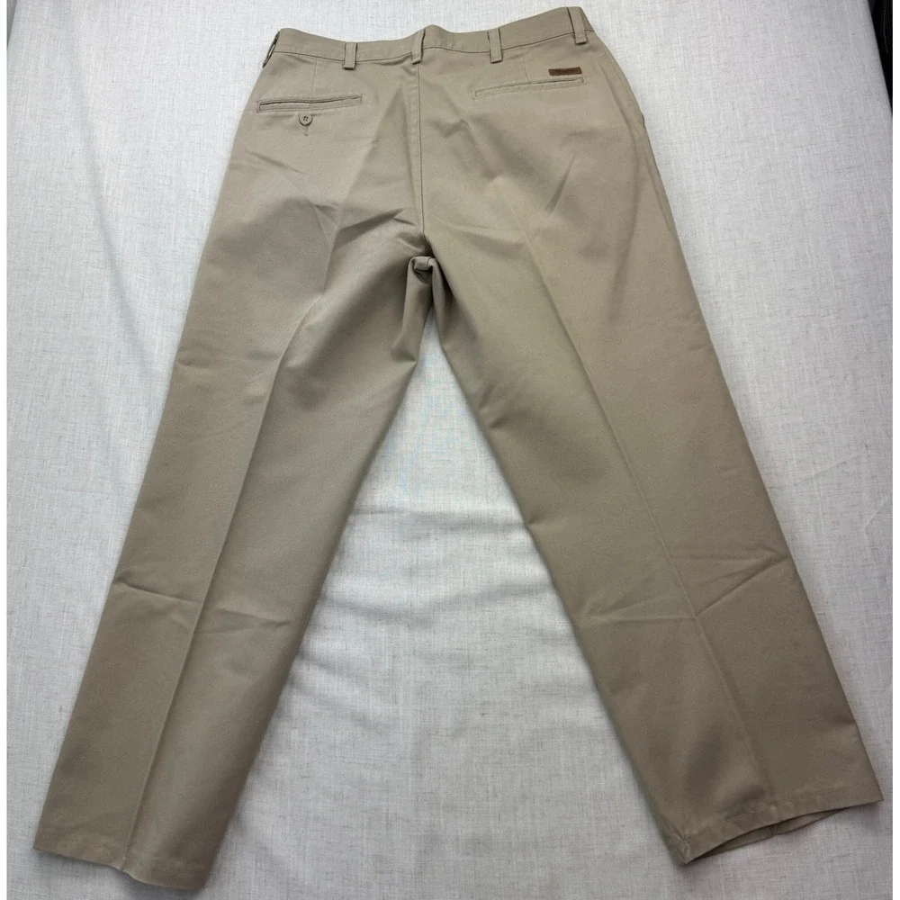 VTG Wrangler Riata Mens Pleated Chinos Tan Khaki Twill Relaxed Fit Pants 34x27